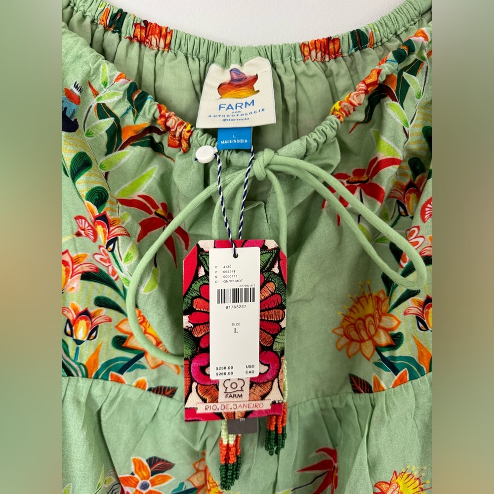 NWT Farm Rio x Anthropologie Off The Shoulder Tiered Floral Midi Dress - Picture 7 of 9